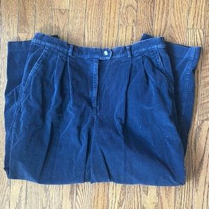 Talbots Blue Pleated Corduroy Pants